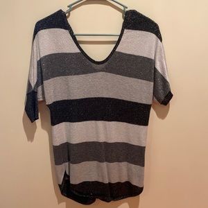 Sparkly grey 3/4 sleeve shirt from Express